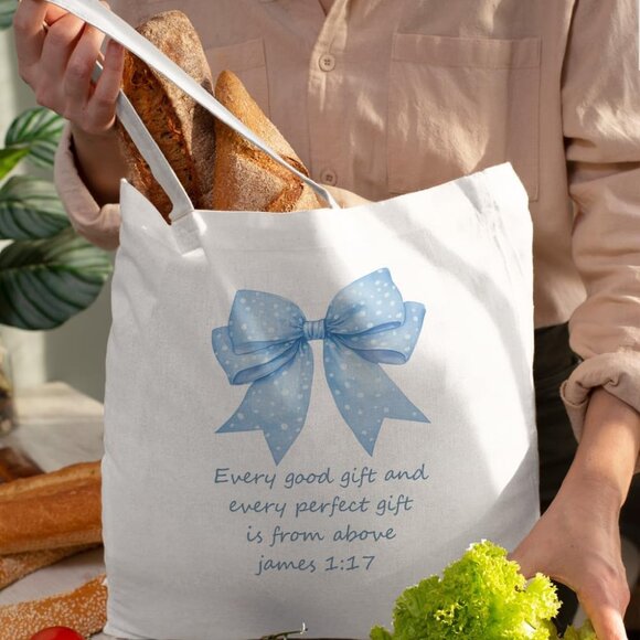 Canvas Tote Bag Women Teens Pink Bible Pattern Versatile Reusable Fashion - Picture 5 of 7